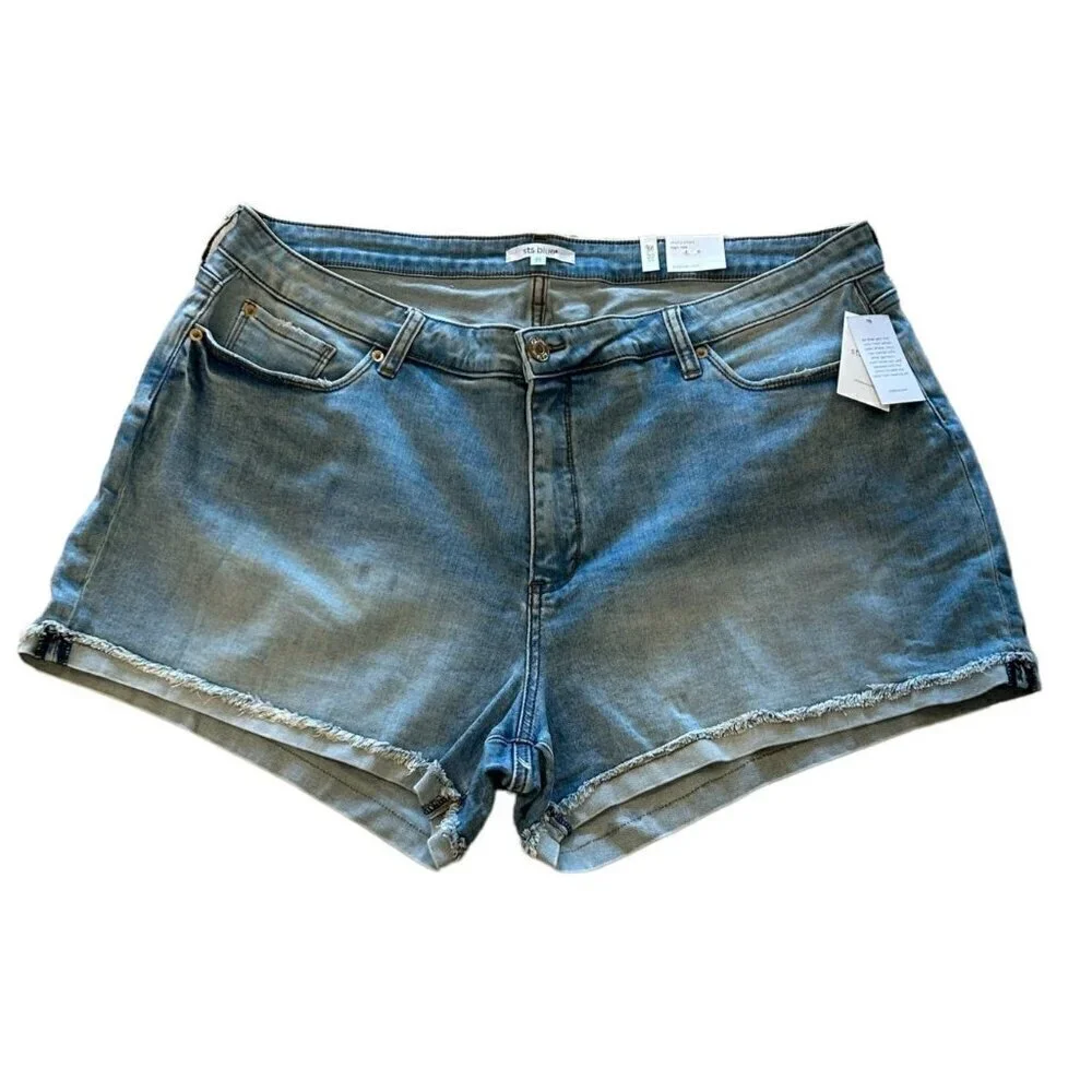 Sts Blue Women's Molly High Rise Boyfriend Frayed Hem Shorts Blue Size 3…